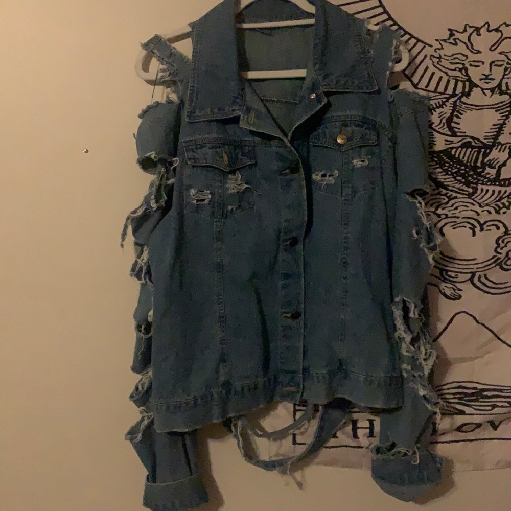 distressed oversized jean jacket